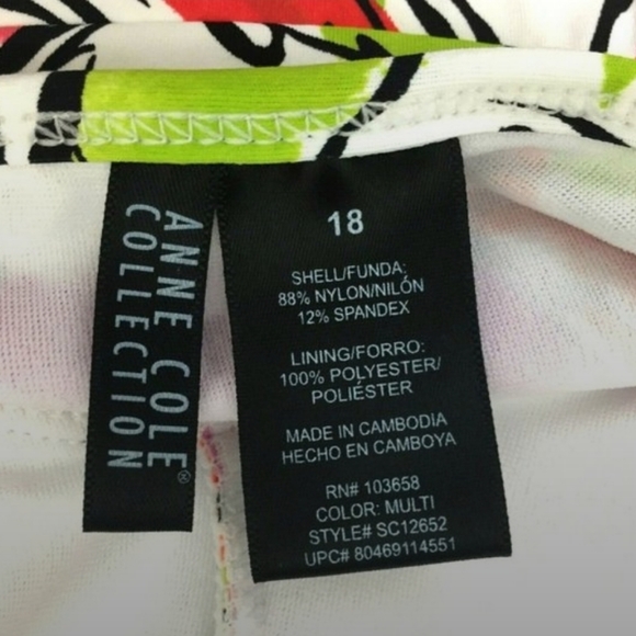 Ann Cole Collection Plus Women's One-Piece Bathing Swimsuit 18 Pink Orange White - Picture 4 of 5